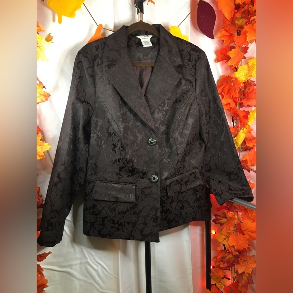 George | Women’s Plus Size Dark Brown Floral Print Blazer Jacket